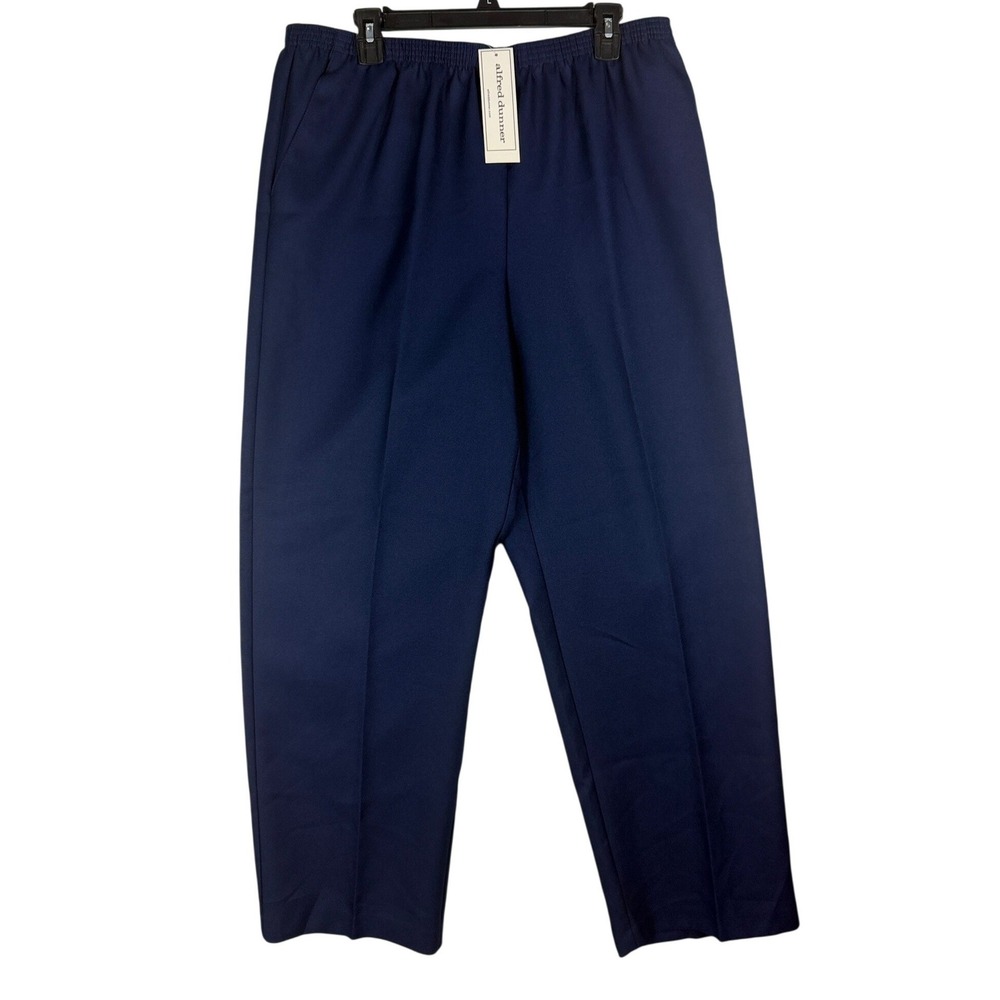 Alfred Dunner Classics‎ Navy Blue Elastic Waist Straight Leg Pants Size 16 NWT